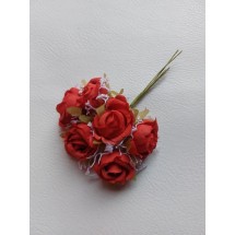 Цветы из ткани 3,5-4 см в пучках (6 шт) цв. красный, цена за пучок